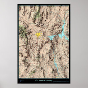 Zuid-Nevada Kaart, USA satellietposter Poster