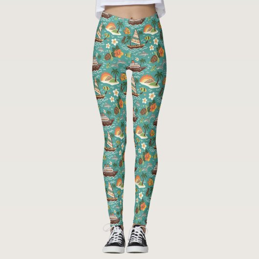 Zuid-Pacific Cruise Eiland Avontuur Ontwerp Leggings (Voorkant)