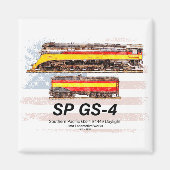 Zuid-Pacific GS-4 Daylight-locomotief profiel Magneet (Voorkant)