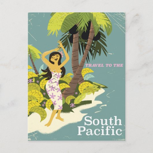 Zuid-Pacific vintage reisposter Briefkaart (Voorkant)