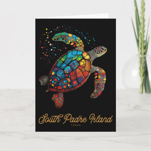 Zuid Padre Eiland Vintage Retro Texas Zeeschildpad Kaart