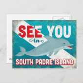 Zuid-Padre-eilanden Dolphin - Retro Vintage Travel Briefkaart (Voorkant / Achterkant)