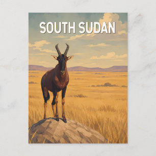 Zuid-Soedan Illustratie Reis Kunst Vintage Briefkaart