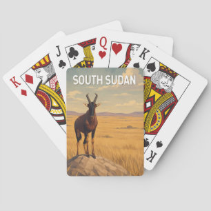 Zuid-Soedan Illustratie Reis Kunst Vintage Pokerkaarten