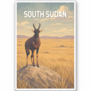Zuid-Soedan Illustratie Reis Kunst Vintage Sticker