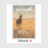 Zuid-Soedan Illustratie Reis Kunst Vintage Sticker (Vel)