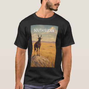 Zuid-Soedan Illustratie Reis Kunst Vintage T-shirt