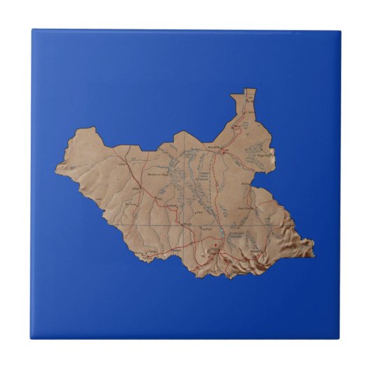 Zuid-Soedan kaart tegel Tegeltje (Voorkant)
