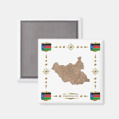 Zuid-Soedan - Kaart + Vlaggen Magnet (Voorkant / Achterkant)