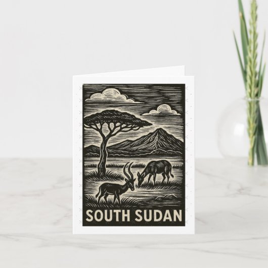 Zuid-Soedan Linocut Style Oversized Kaart (Voorkant)