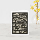 Zuid-Soedan Linocut Style Oversized Kaart (Gele Bloem)