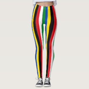 Zuid-Soedan Nationale vlagkleuren Verticaal gestre Leggings