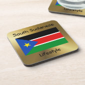 Zuid-Soedan - Onderzetter met vlag en tekst (Linkerzijde)