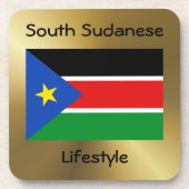 Zuid-Soedan - Onderzetter met vlag en tekst (Voorkant)