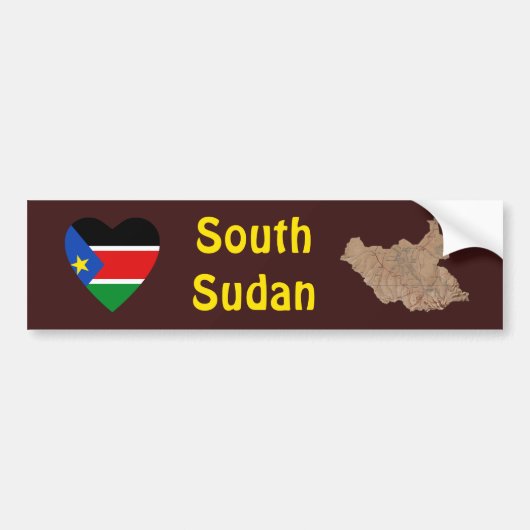 Zuid-Soedan Vlag Hart + Landkaart Bumpersticker (Voorkant)