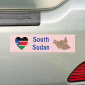 Zuid-Soedan Vlag Hart + Landkaart Bumpersticker (Op auto)