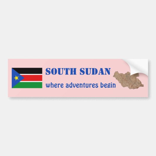 Zuid-Soedan Vlag + Kaart Bumpersticker (Voorkant)