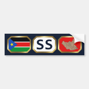 Zuid-Soedan Vlag Kaart Code Bumpersticker