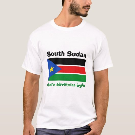 Zuid-Soedan vlag + kaart + T-shirt voor tekst (Voorkant)