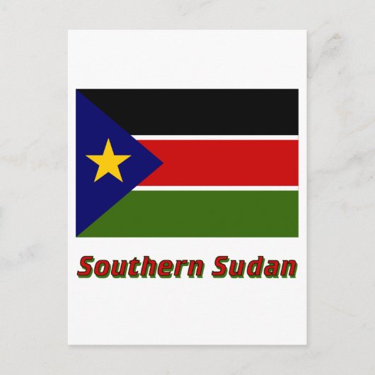 Zuid-Soedan vlag met naam Briefkaart (Voorkant)