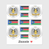 Zuid-Soedanese symbolen/wapenschild en vlag Sticker (Vel)