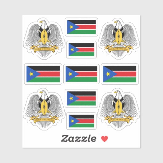 Zuid-Soedanese symbolen/wapenschild en vlag Sticker (Vel)