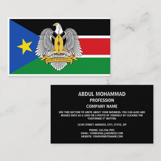 Zuid-Soedanese Vlag & Wapen, Zuid-Soedan Visitekaartje (Voorkant / Achterkant)