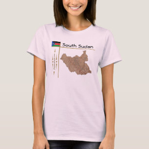 Zuid-Soedankaart + vlag + titel T-shirt