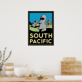 zuid - stille oceaan - eilanden kunst deco retro - poster (Keuken)