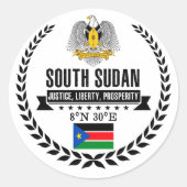 Zuid-Sudan Ronde Sticker (Voorkant)
