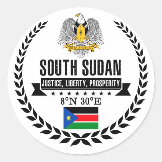 Zuid-Sudan Ronde Sticker (Voorkant)