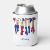 Zuid-Texas Dames Mode Cowboy Laarzen Blauw Blikjeskoeler (Blikje Voorkant)