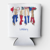 Zuid-Texas Dames Mode Cowboy Laarzen Blauw Blikjeskoeler (Voorkant)