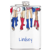 Zuid-Texas Dames Mode Cowboy Laarzen Blauw Heupfles (Voorkant)