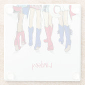 Zuid-Texas Dames Mode Cowboy Laarzen Naam Glazen Onderzetter (Achterkant)