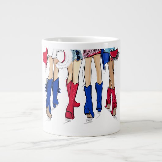 Zuid-Texas Dames Mode Cowboy Laarzen Naam Grote Koffiekop (Voorkant)