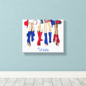 Zuid-Texas Mode Cowboy Laarzen Blauw Custom Canvas Afdruk (Insitu (Houten vloer))