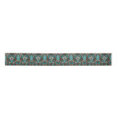 Zuid Turquoise Bruin Western Country Floral Satijnen Lint (Voorkant)