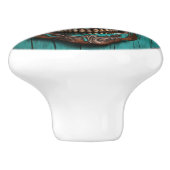 Zuid-turquoise Día de Muertos Suikerschedel Keramische Knop (Zijkant)