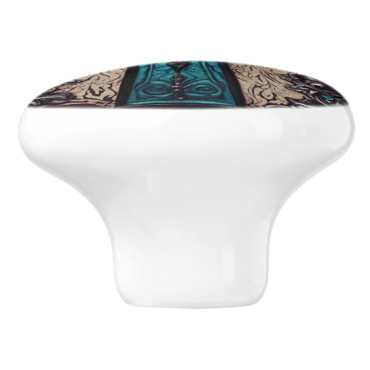 Zuid-Turquoise Westerne Land Cross Keramische Knop (Zijkant)