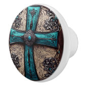  Zuid-Turquoise Westerne Land Cross Keramische Knop (Rechts)