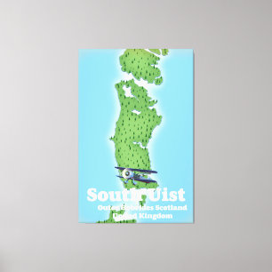 Zuid Uist Buiten-Hebriden Schotland kaart Canvas Afdruk