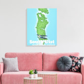 Zuid Uist Buiten-Hebriden Schotland kaart Canvas Afdruk (Insitu (Woonkamer))