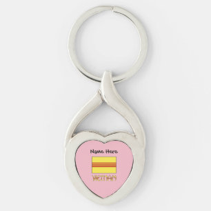 Zuid-Vietnam Vietnamese Vlag Zwart Personalisatie Sleutelhanger