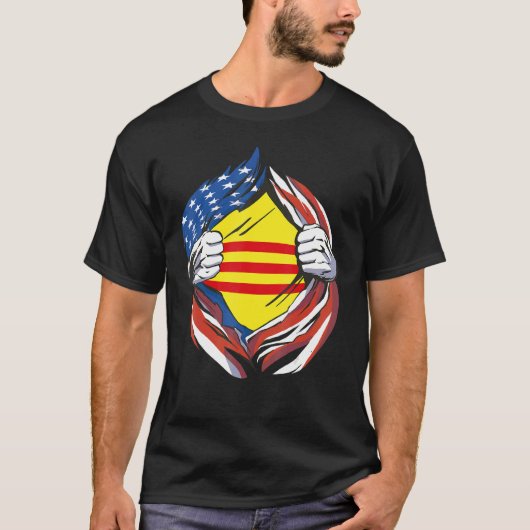 Zuid-Vietnam Vlag Amerikaanse trots op mijn Vietna T-shirt (Voorkant)