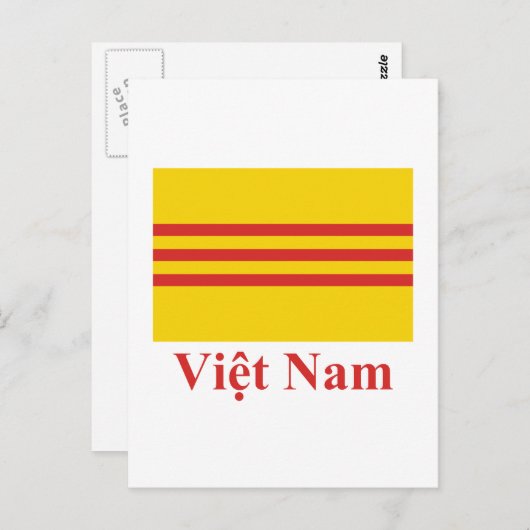 Zuid-Vietnam vlag met naam in het Vietnamees Briefkaart (Voorkant / Achterkant)