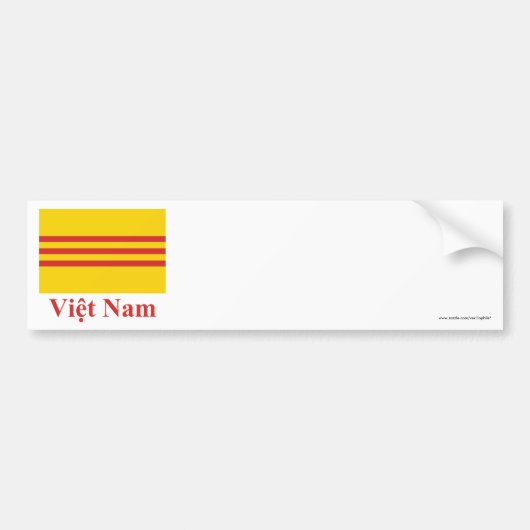Zuid-Vietnam vlag met naam in het Vietnamees Bumpersticker (Voorkant)