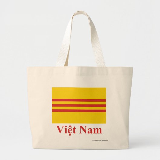 Zuid-Vietnam vlag met naam in het Vietnamees Grote Tote Bag (Voorkant)