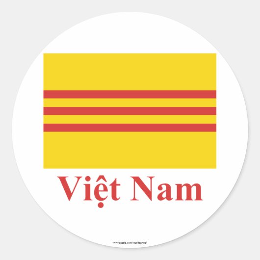 Zuid-Vietnam vlag met naam in het Vietnamees Ronde Sticker (Voorkant)