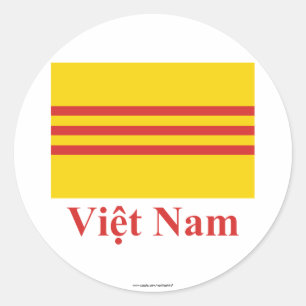 Zuid-Vietnam vlag met naam in het Vietnamees Ronde Sticker